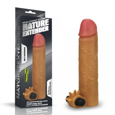 Насадка на пенис с вибропулей Nature Extender Brown 19 см